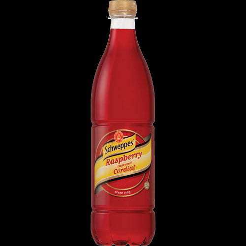 Schweppes Raspberry Flavoured Cordial 720ml: Refreshing raspberry flavor, perfect for mixers, cocktails, and culinary creations.