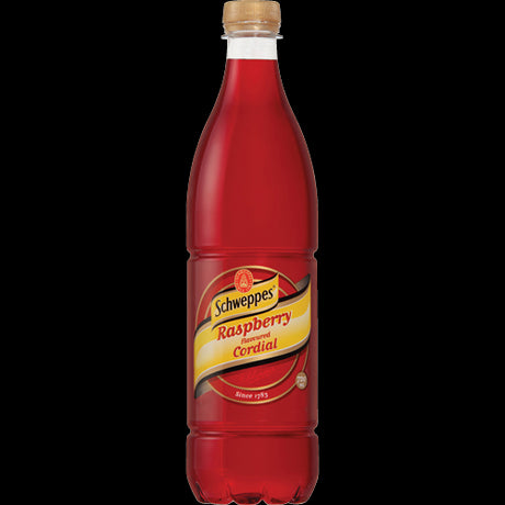 Schweppes Raspberry Flavoured Cordial 720ml: Refreshing raspberry flavor, perfect for mixers, cocktails, and culinary creations.