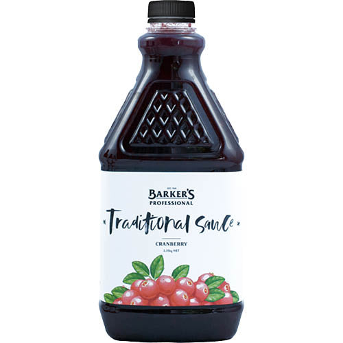 Barker's Cranberry Sauce 2.35kg jar, rich tangy sweetness perfect for holiday meals and versatile culinary uses.