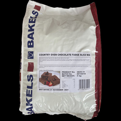 Bakels Chocolate Fudge Slice Mix 4kg for rich, moist fudge slices, ideal for professional bakers and home baking enthusiasts.