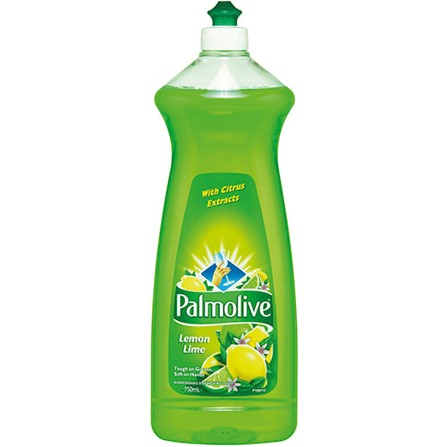 Palmolive Lemon Lime Dishwashing Liquid 750ml, eco-friendly soap for sparkling dishes, gentle on hands, zesty citrus fragrance.