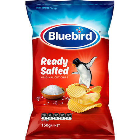 Bluebird Originals Ready Salted Potato Chips 150g, crispy potato chips with Bluebird seasoning for a delicious snack experience.