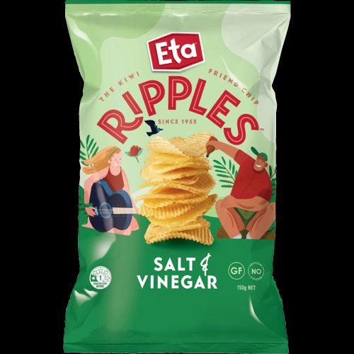 Eta Ripple Cut Salt & Vinegar Potato Chips 150g