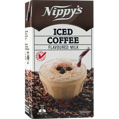 Nippy's Iced Coffee Flavoured Milk 500ml x 12: delicious coffee-milk blend, perfect for an energy boost on-the-go.