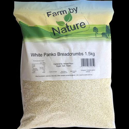 Farm By Nature White Breadcrumbs Panko 1.5kg pack for crispy coatings on chicken, fish, and vegetables.