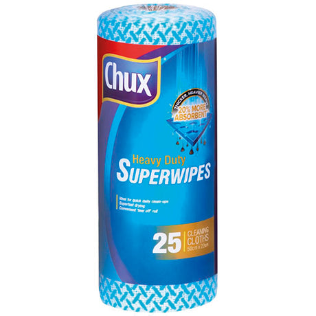 Chux Heavy Duty Superwipes On A Roll 25pk, thicker and tougher wipes on a roll for easy and effective heavy-duty cleaning.