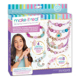 Colorful bracelet-making set for tweens featuring celestial stones, cords, beads, charms, and organization tray.