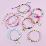 Colorful bracelet-making kit for tweens, featuring 260 beads, charms, and instruction for creative self-expression.