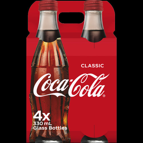 Coca-Cola Soft Drink Glass Bottles 4 x 330ml