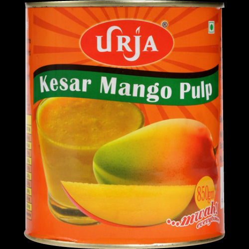 Delicious Urja Mango Pulp 850g made from ripe mangoes, perfect for smoothies, desserts, and sauces. 100% natural and nutritious.