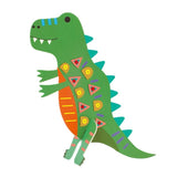 A colorful dinosaur-themed creative kit featuring 200 reusable stickers and 8 standing figurines for imaginative play.