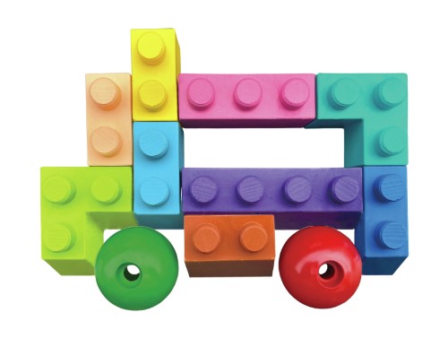 Eco-friendly Haku Yoka School Bus block crayons set, featuring 11 vibrant colors made from beeswax for kids aged 3+.