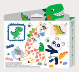 Eco-friendly T Rex-shaped block crayons made from beeswax; vibrant colors for young artists aged 3 and up.