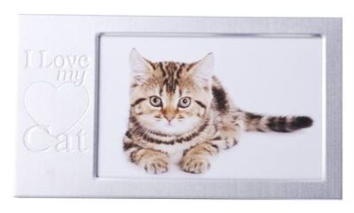Cat-themed photo frame (15 x 10cm) showcasing love for feline friends, ideal for displaying cherished moments.