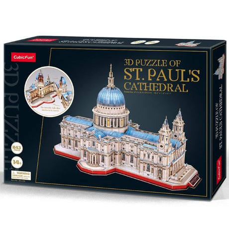 3D puzzle of St Paul's Cathedral, featuring 643 pieces and stunning Baroque architecture, measuring 30cm x 47cm.