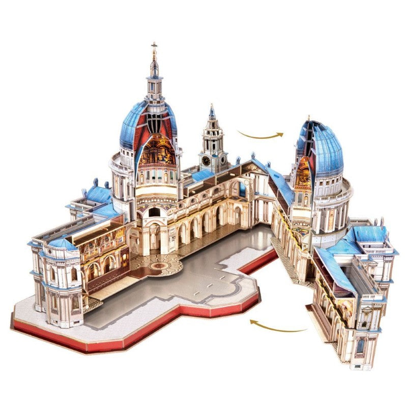 3D Puzzle of St Paul's Cathedral XXL featuring 643 pieces, detailed Baroque architecture, measuring 30cm x 47cm when completed.