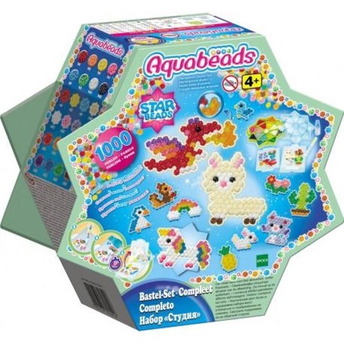 Vibrant Aquabeads Set - Star Beads Studio with 1000+ star and solid beads, fostering creativity and fine motor skills for kids.