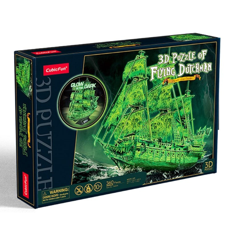 3D puzzle of the Flying Dutchman ship, featuring glow-in-the-dark effects and precision interlocking pieces.