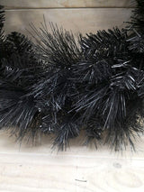 24" Black Luxury Christmas Wreath featuring lush black pine, ideal for elegant holiday decor indoors and outdoors.