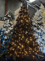 7' Black Luxury Pine Tree with 1700 tips, showcasing a lush, elegant design for modern holiday decor.