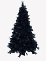 7' Black Luxury Pine Tree with 1700 tips, elegant design for modern holiday decor, easy setup and maintenance-free.