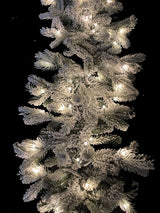 200 cm snowy Christmas garland with 100 warm LED lights, perfect for draping and adding festive elegance to any space.