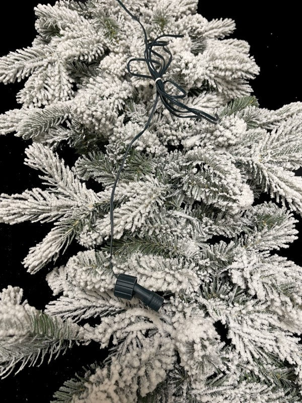 200 cm snowy Christmas garland with 324 tips and warm LED lights, perfect for festive home decor.