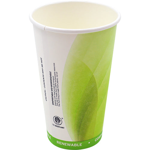 Eco-friendly 16 oz biodegradable cup made from plant-based materials, ideal for hot and cold beverages at events and cafes.