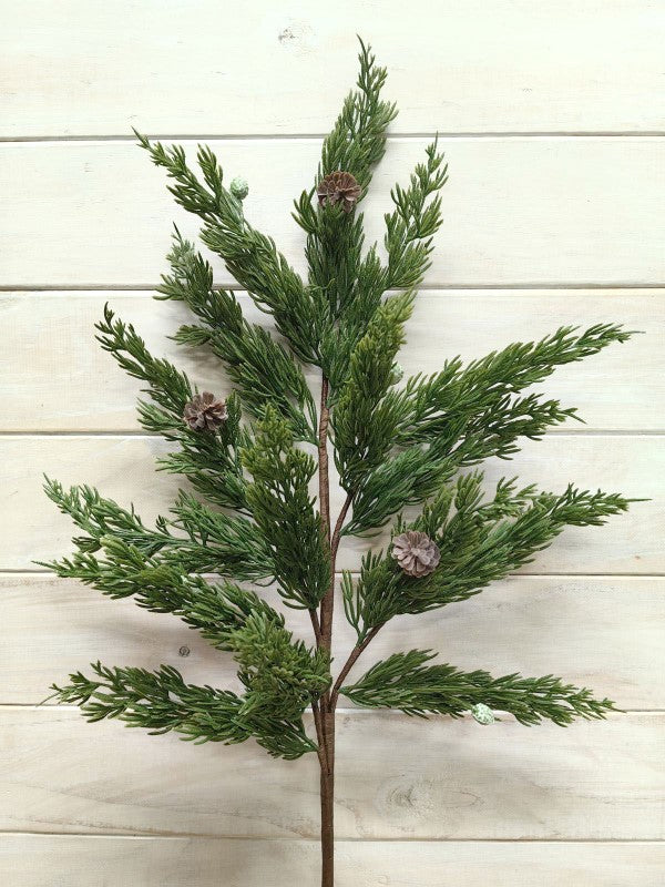 Real Touch Juniper Spray with Seeds, 80 cm tall, featuring 5 sprays with 3 lush leaves each, ideal for elegant floral decor.