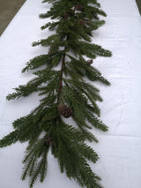 Lush 180cm artificial mixed pine garland with realistic texture and pinecones, perfect for festive decor and easy styling.