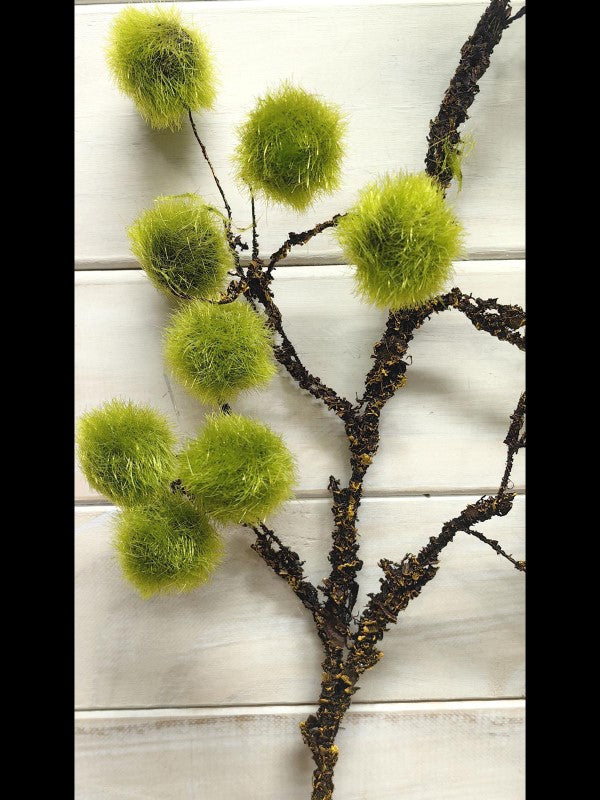 Artificial moss ball spray featuring lush green texture, ideal for enhancing home decor and floral arrangements.
