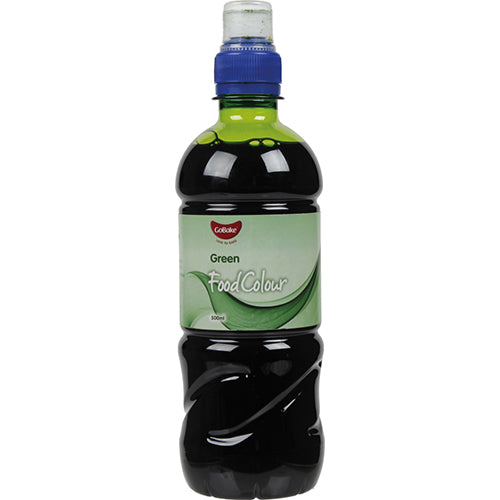 Go Bake Green Food Colouring Bottle 500ml for vibrant baking, easy to use, eco-friendly dye for cakes and cookies.