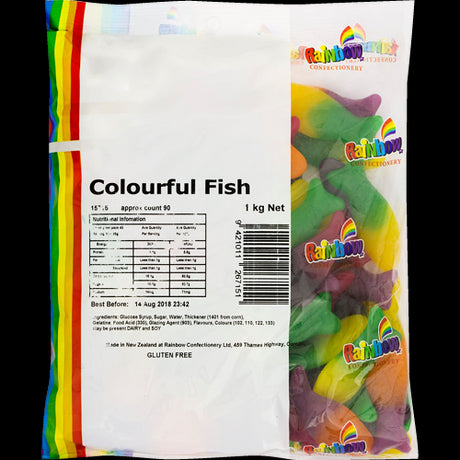 Brightly colored fish assortment in a 1KG bag, perfect for enhancing any aquarium's aesthetic appeal.