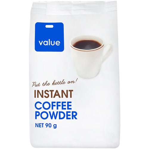 Value Instant Coffee Powder 90g: rich flavor and aroma for quick, quality coffee anywhere you go.