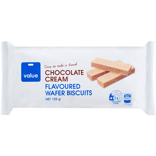 Value Chocolate Cream Flavoured Wafer Biscuits 125g