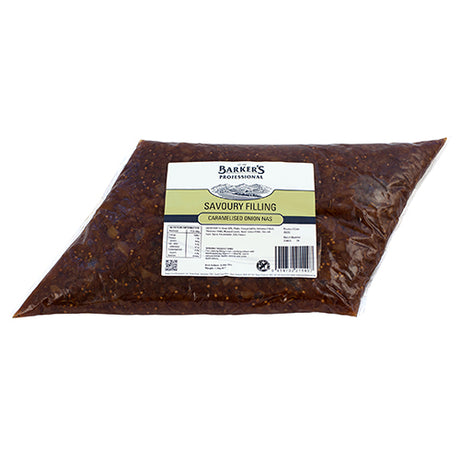 Barker's Caramelised Onion Savoury Filling 1.25kg, rich flavor for enhancing dishes like sandwiches and pies.