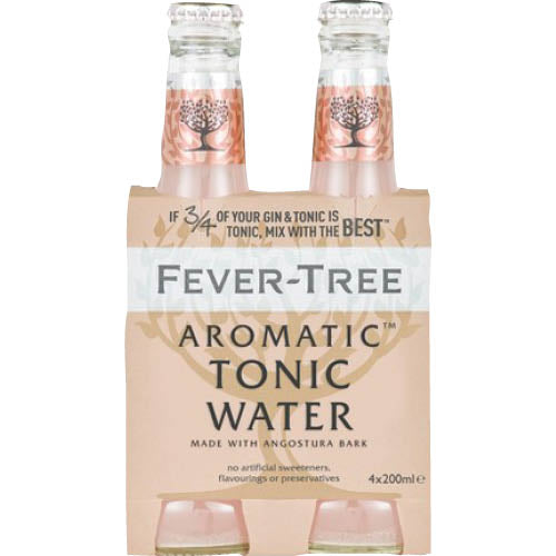 Fever-Tree Aromatic Tonic Water 4-pack, crafted with botanicals for the perfect gin mixer, gluten-free and low-calorie.