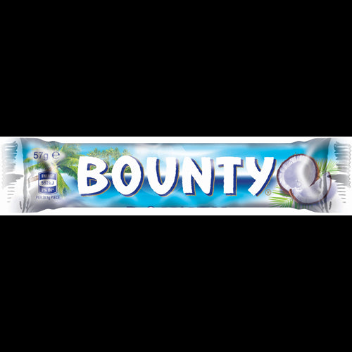 Bounty Milk Chocolate Bars multipack, featuring 24 rich chocolate bars with creamy coconut filling. Perfect for sharing and snacking.