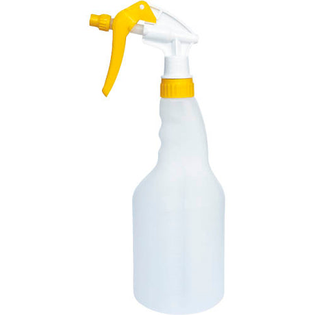 Vibrant yellow Filta spray bottle with ergonomic trigger, ideal for cleaning, gardening, and DIY tasks. Eco-friendly and reusable.