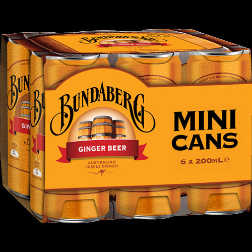 Bundaberg Ginger Beer Mini Cans 6 x 200ml