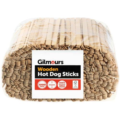 Wooden hot dog sticks in a 1000-pack, perfect for grilling and outdoor gatherings.