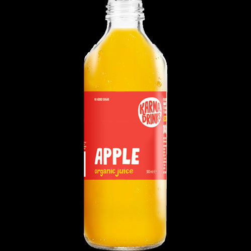 Karma Drinks Apple Fruit Juice pack of 12, 300ml bottles, featuring natural, refreshing apple flavor and essential nutrients.