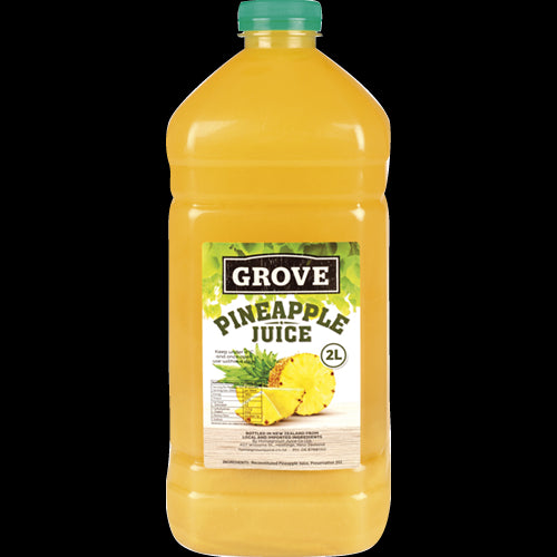 Grove Pineapple Juice 2L bottle showcasing refreshing, pure tropical flavor, rich in vitamin C, ideal for drinks and recipes.