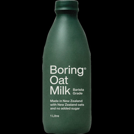 Boring Oat Milk Barista Grade (1L) - vegan, creamy oat milk, perfect for coffee and lattes, made with New Zealand oats.