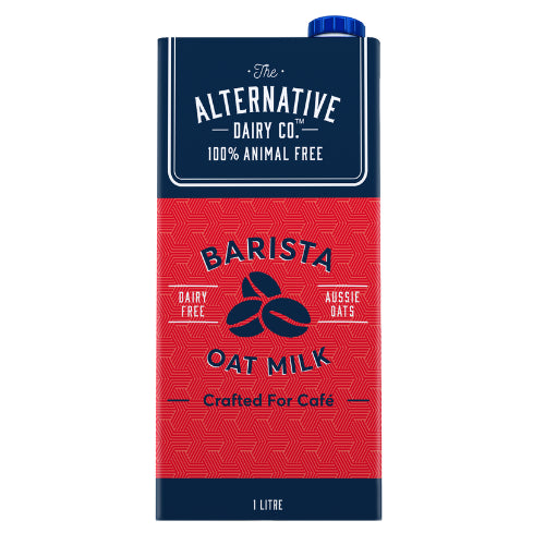 Creamy 1L Barista Oat UHT Milk in a carton, perfect for lattes and vegan-friendly coffee alternatives.