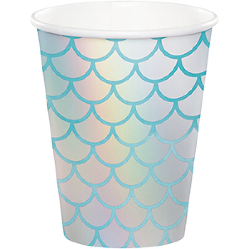 Mermaid Shine Iridescent Cups Paper 266ml - Pack of (8)