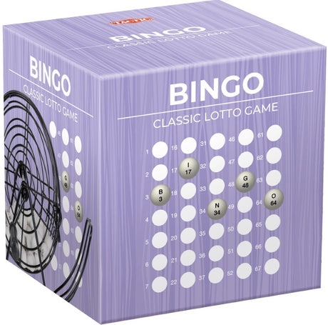 Bingo Classic game featuring a metal cage and durable balls, perfect for family and friends to enjoy together.