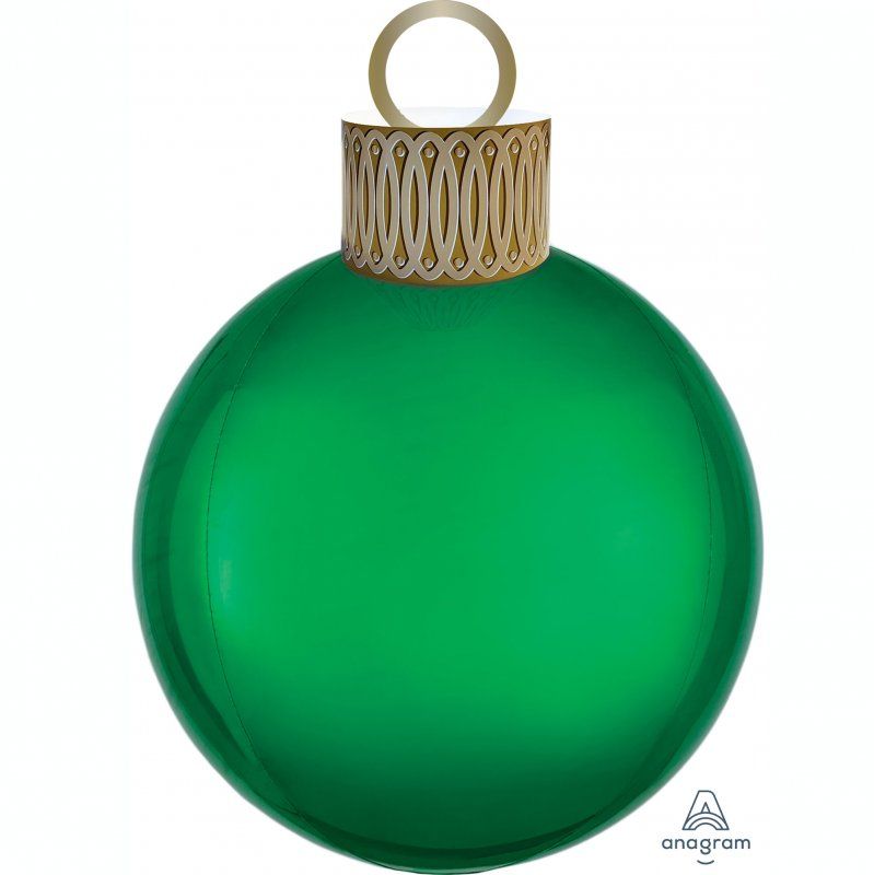 Vibrant 38cm x 50cm green orbz foil balloon kit with easy-assemble cardboard ornaments for festive celebrations.