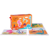 Colorful dinosaur puzzles for kids, featuring 3 designs with 6, 9, and 12 pieces, fostering creativity and motor skills.