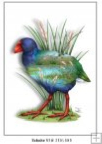 Sophie Blokker's Takehe postcard showcasing vibrant New Zealand wildlife art, perfect for collectors and gifts.